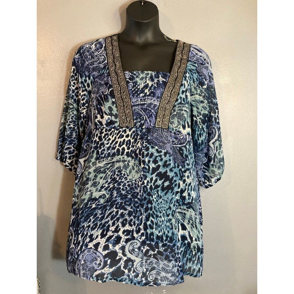 Elementz blue paisley lightweight blouse
